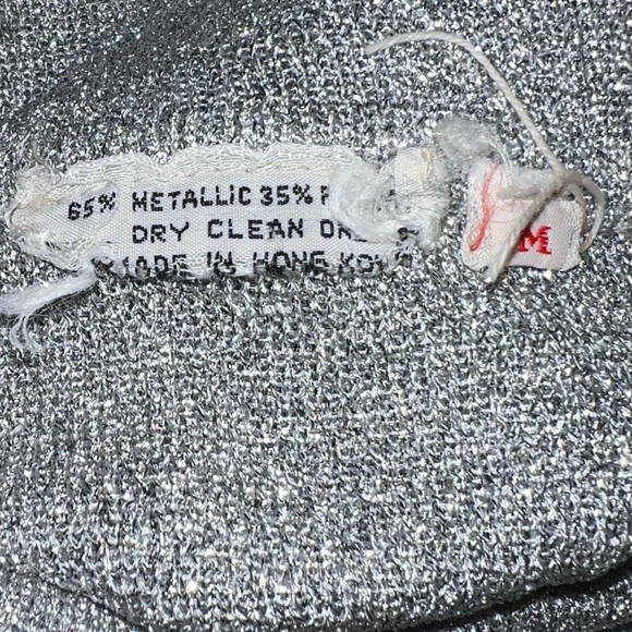 Like New- Vintage, Metallic, Peek-a-boo, Silver Long-Sleeved Top - Medium - Picture 4 of 4